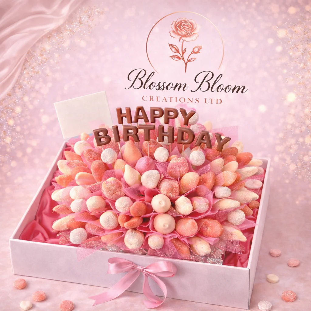🍓🍫 Pink Happy Birthday Chocolate Fruit Box - Image 2