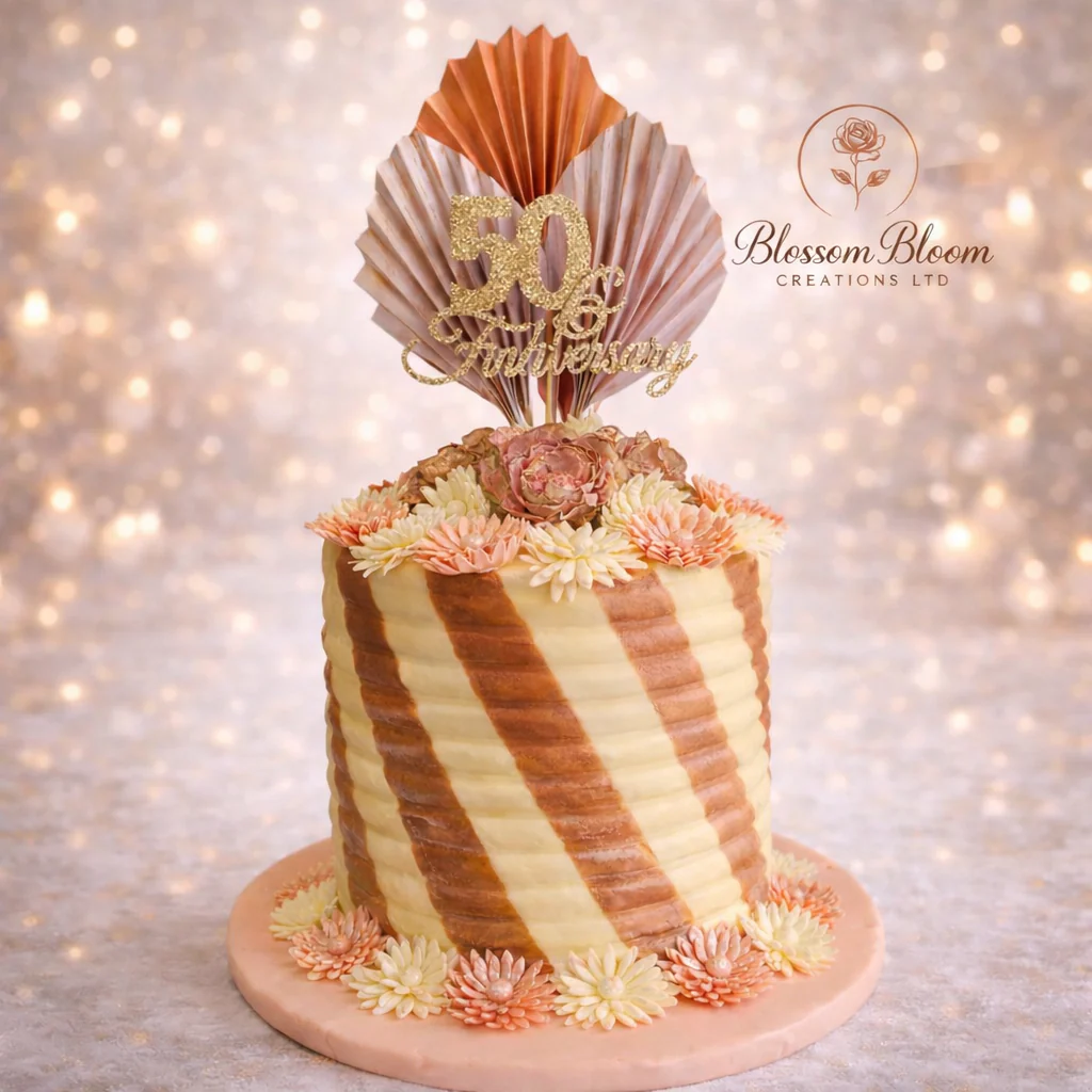 Elegant Birthday  Buttercream Celebration Cake with Sugar Flowers - Image 3