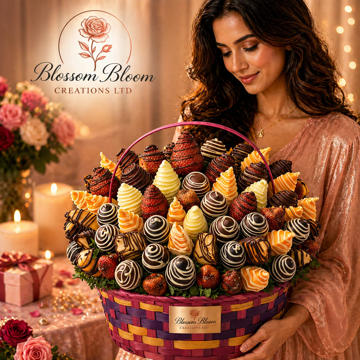 Blossom Bloom Signature Chocolate Fruit Basket - Image 2