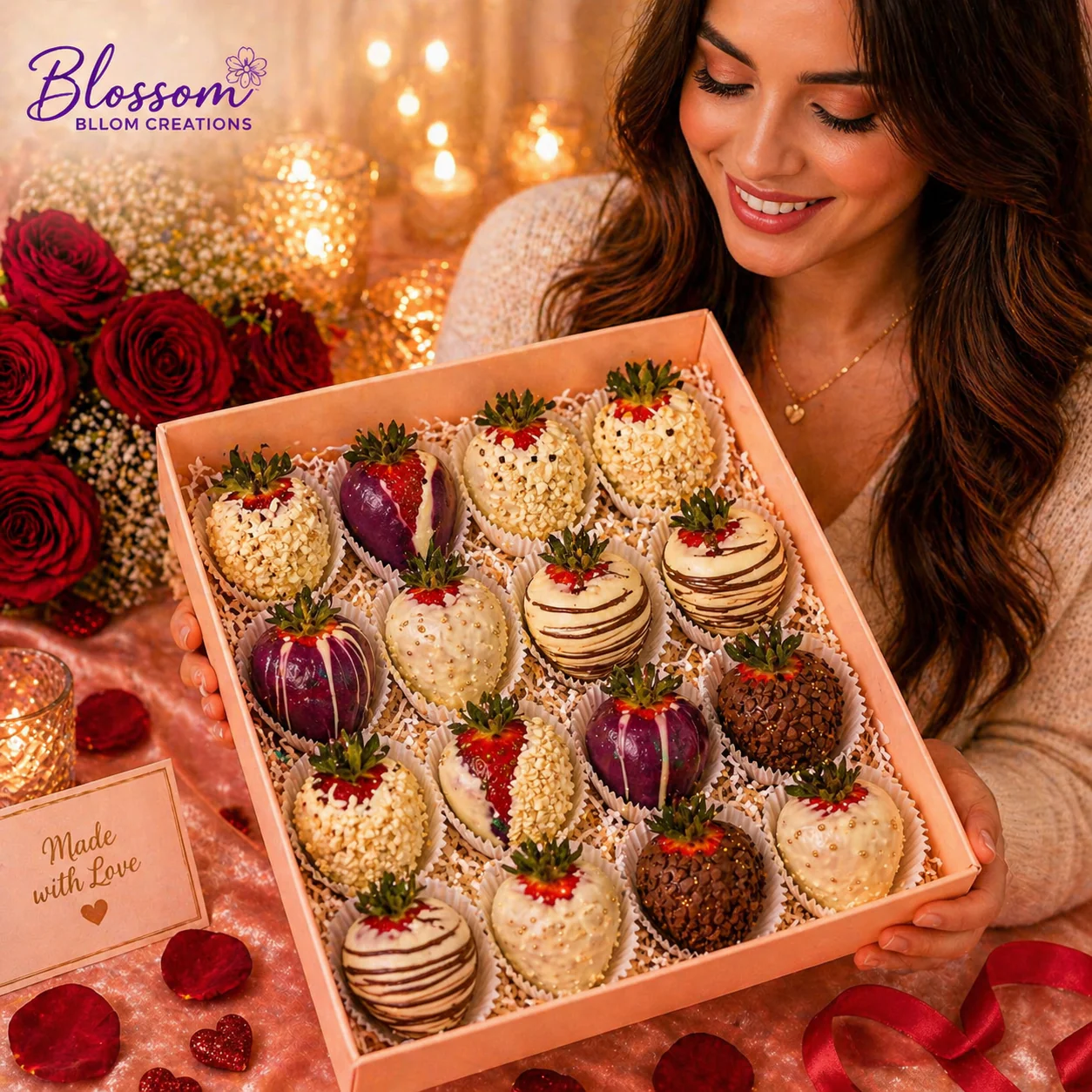 Deluxe Assorted Chocolate Strawberry Gift Box (Nut Sprinkles) - Image 2