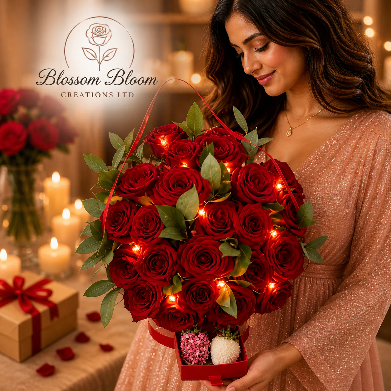 Enchanted Rose Heart Glow Bouquet - Image 2