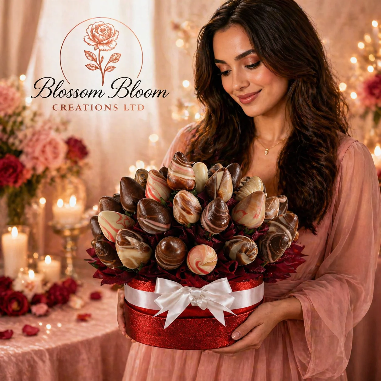Luxury Chocolate Strawberry Bouquet Box - Image 2