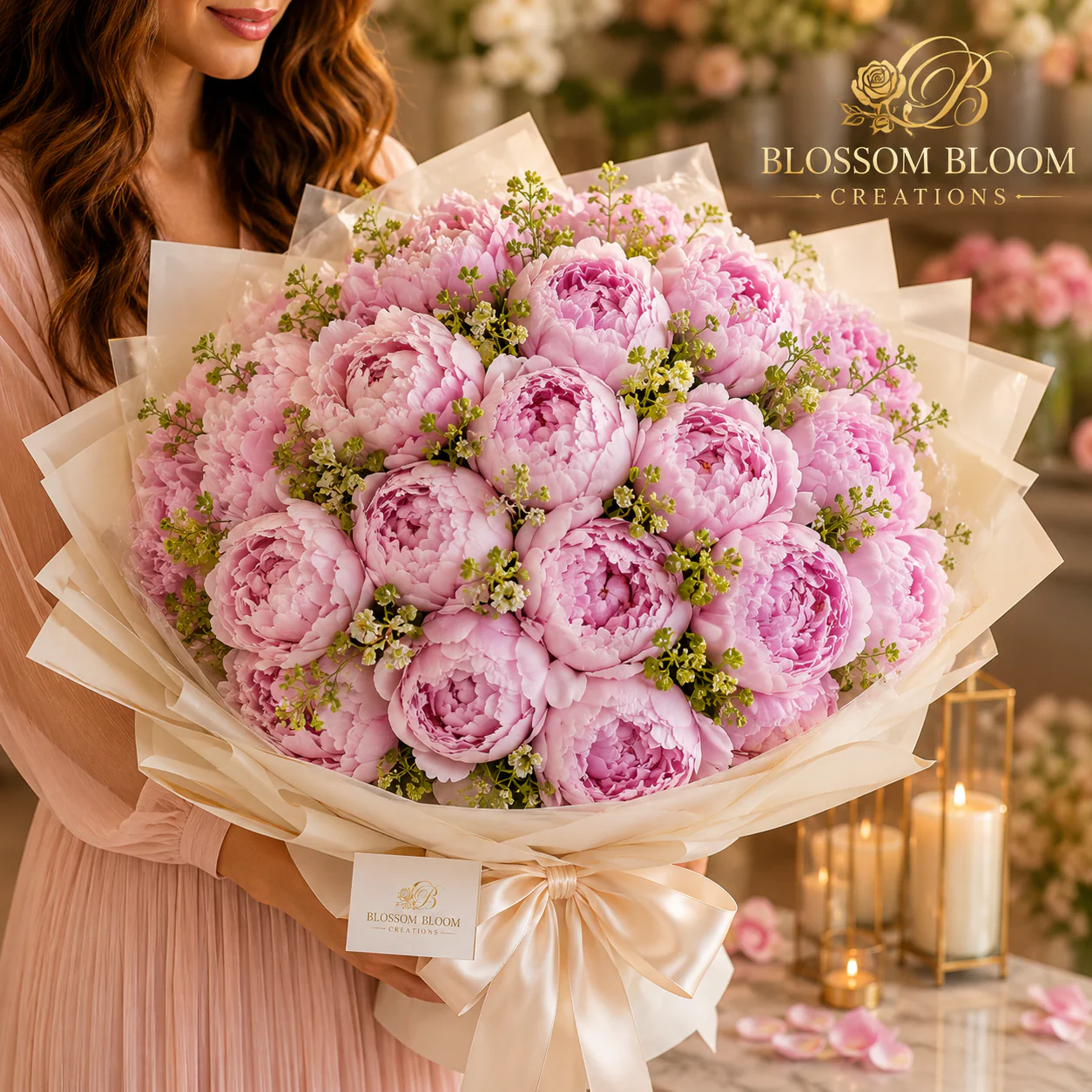 Luxury Pink Peony Bouquet Premium - Image 2