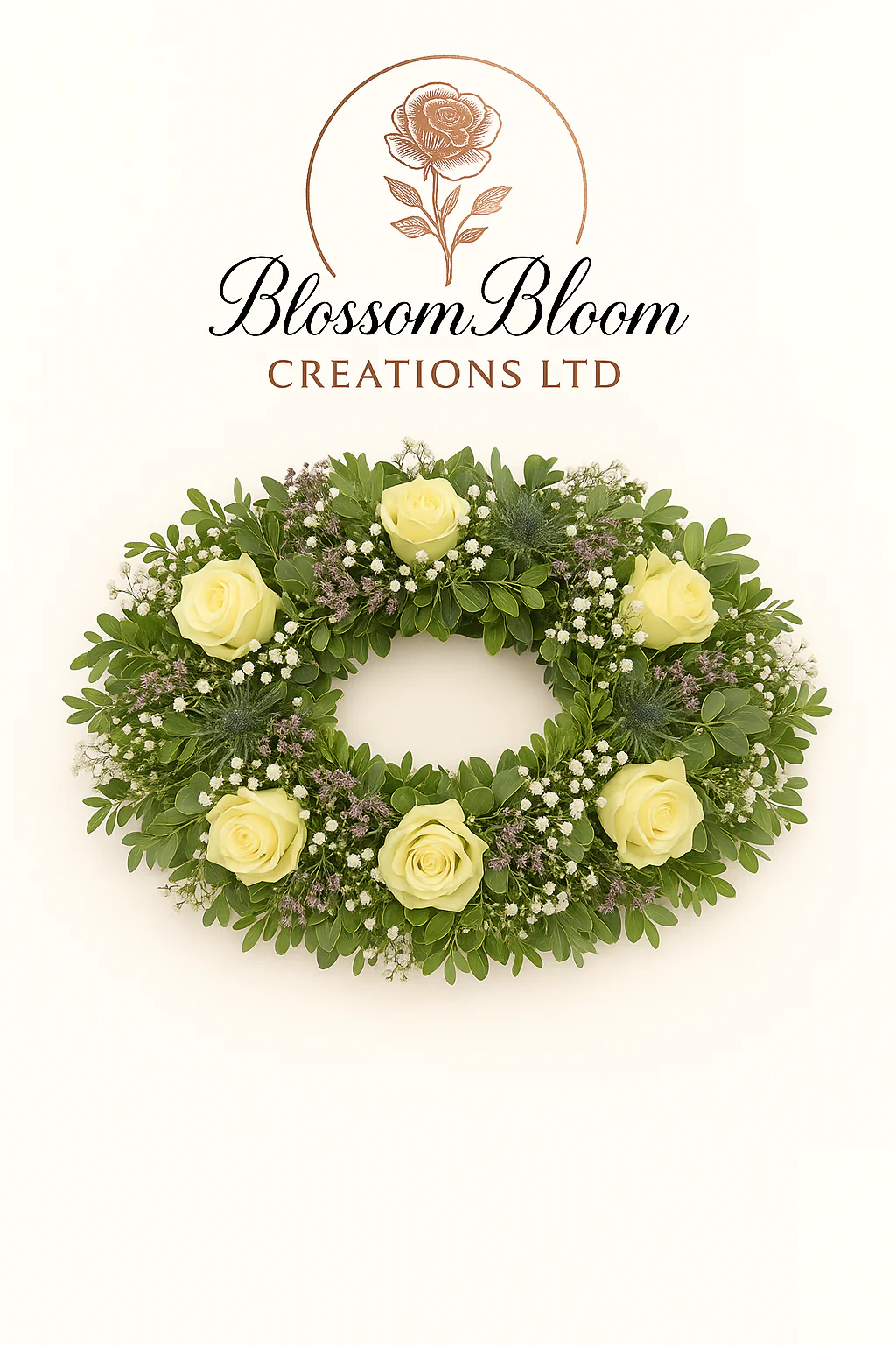 Serenity White Rose Memorial Wreath