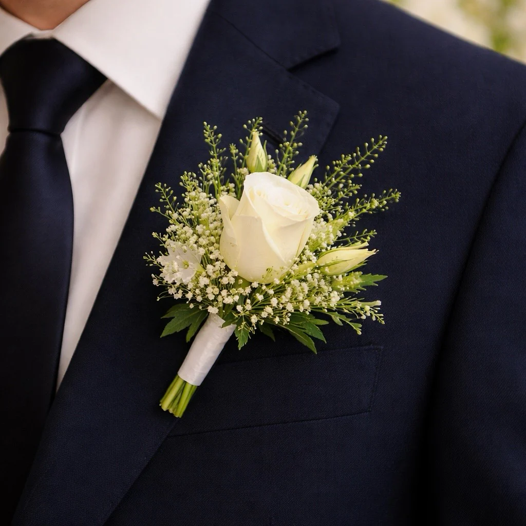 Wild Garden Ivory Groom Buttonhole